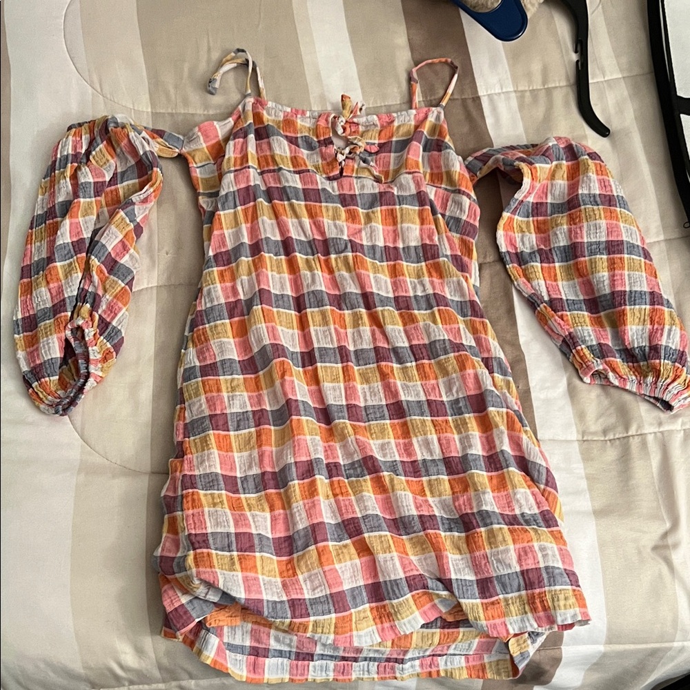 Colorful Plaid Off-Shoulder Women's Mini Dress